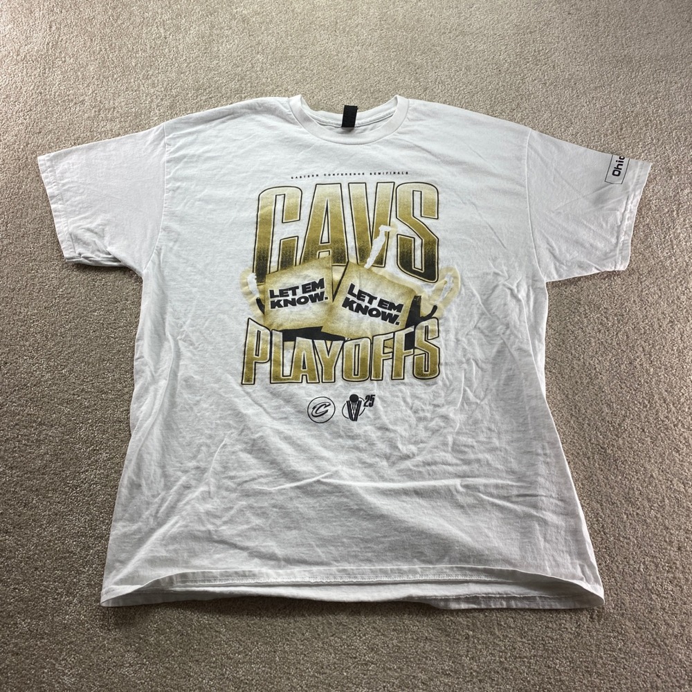 Gildan Cleveland Cavaliers Playoffs Shirt Mens XL White NBA Let Em Know Tee